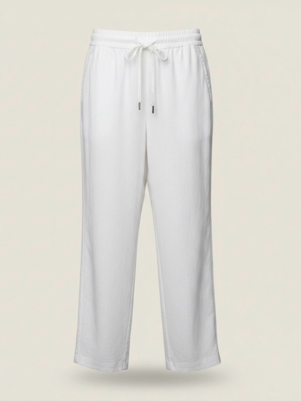 Jones New York White Linen Blend Wide-Leg Pants | Lined